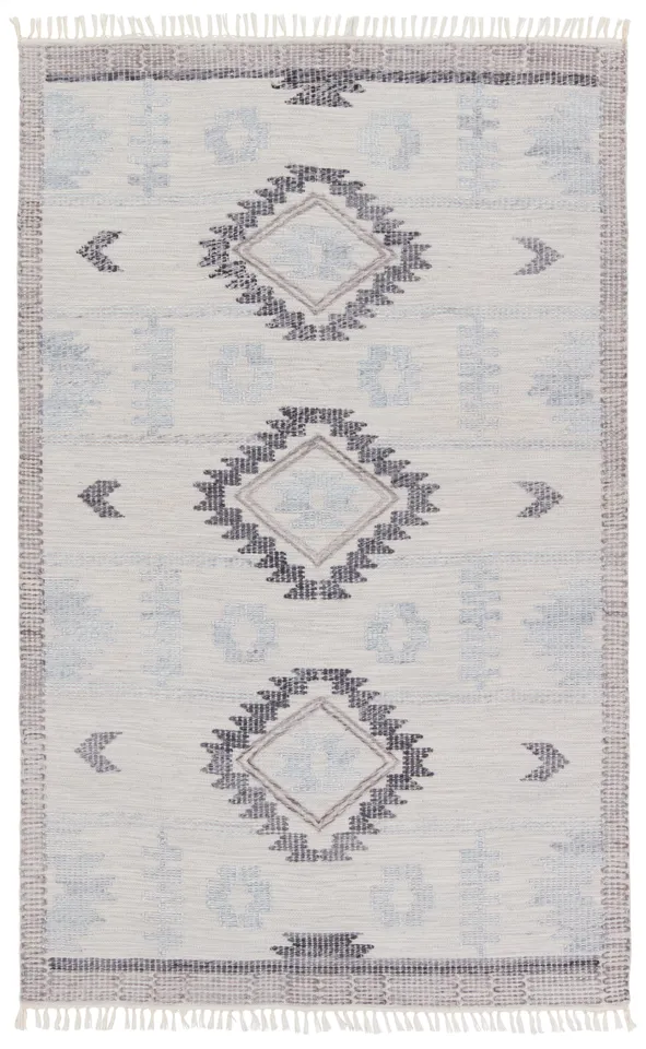 Winger Handmade Indoor/Outdoor Tribal Silver/ Black Area Rug (18"X18")