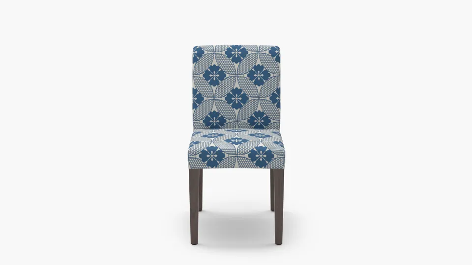 Signature Dining Chair, Bright Navy Solaire, Espresso Square Tapered Leg