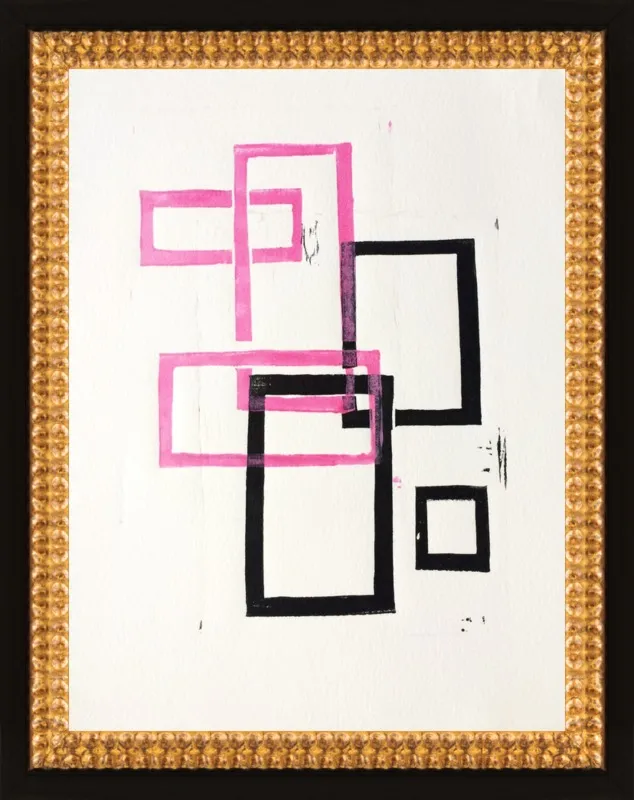 Pink and Black Geometric Squares x2 by Stacy Rajab for Artfully Walls