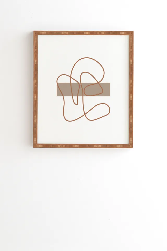 Abstract Line Neutral by Mambo Art Studio - Framed Wall Art Bamboo 20" x 20"