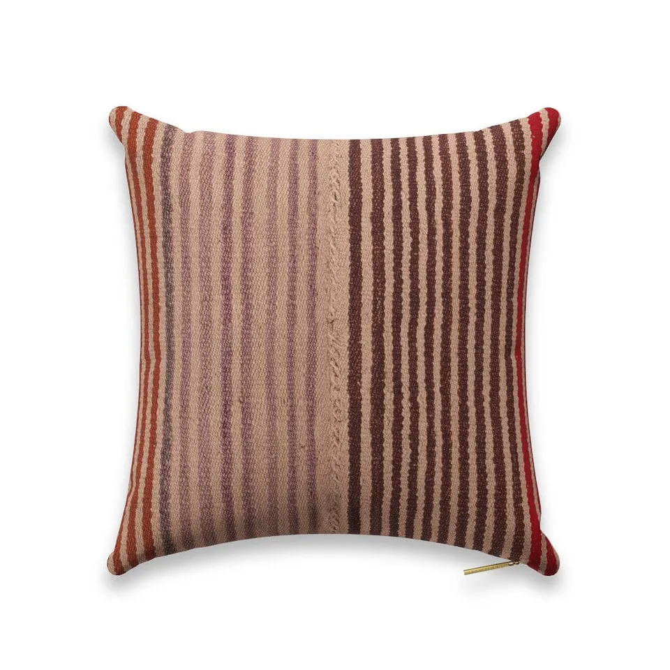 Candy Stripe Frazada Pillow by St. Frank | Brown | 18" W x 18" H | Linen/Wool