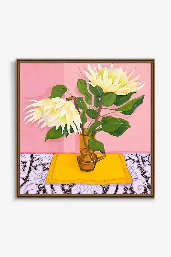 King Proteas on Flamingo Pink Wall Art