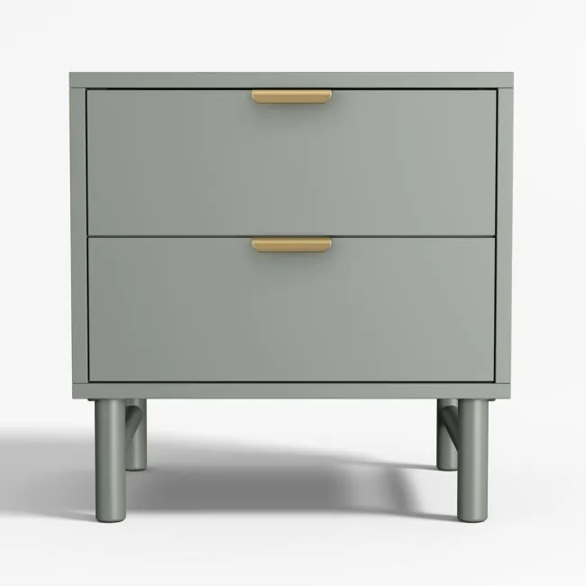 Set of 2 Classic 20" Green Wood 2-Drawer Kids Nightstands