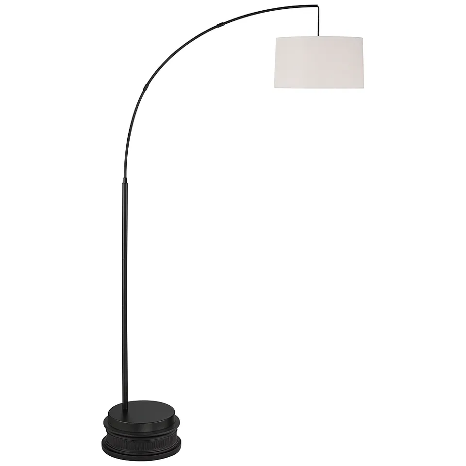 360 Lighitng Cora 76 1/2" Modern Black Arc Floor Lamp with Black Riser