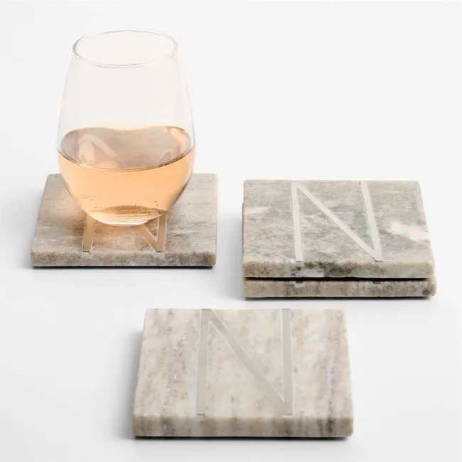 Tuscan Kitchen Marble "N" Monogram Coasters, Set of 4