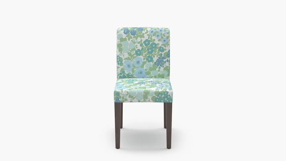 Signature Dining Chair, Mist Million Flowers, Espresso Square Tapered Leg