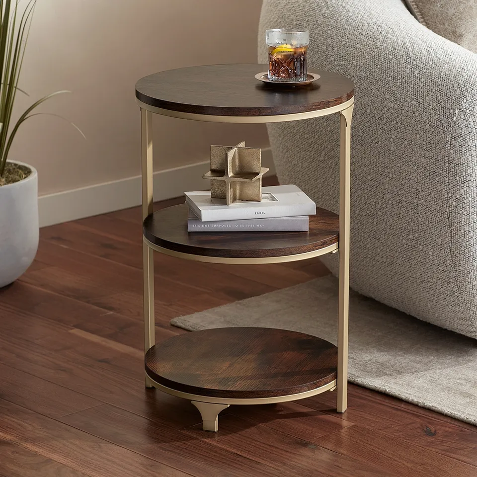 Ricardo 15 1/4" Wide Light Bronze 3 Tier Side Table