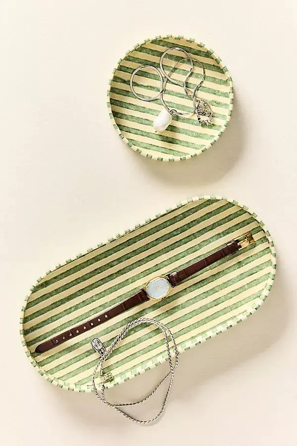 Striped Oval Trays, Set of 2