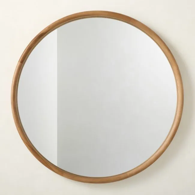 Saone Ash Wood Round Wall Mirror 48"