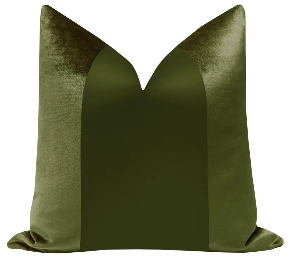 PANEL MONOCHROMATIC :: FAUX SILK VELVET // OLIVE - 14" X 36"