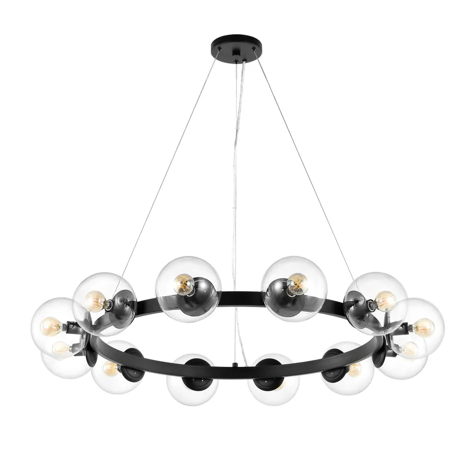 Rylian 12 Light 38" Chandelier - Black