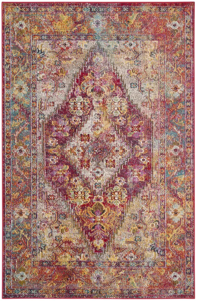 Arlo Home Woven Area Rug, CRS507B, Light Blue/Fuchsia,  3' X 5'