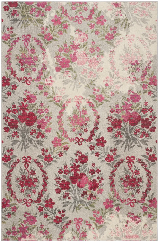 Arlo Home Woven Area Rug, MNC205R, Ivory/Pink,  5' 1" X 7' 7"