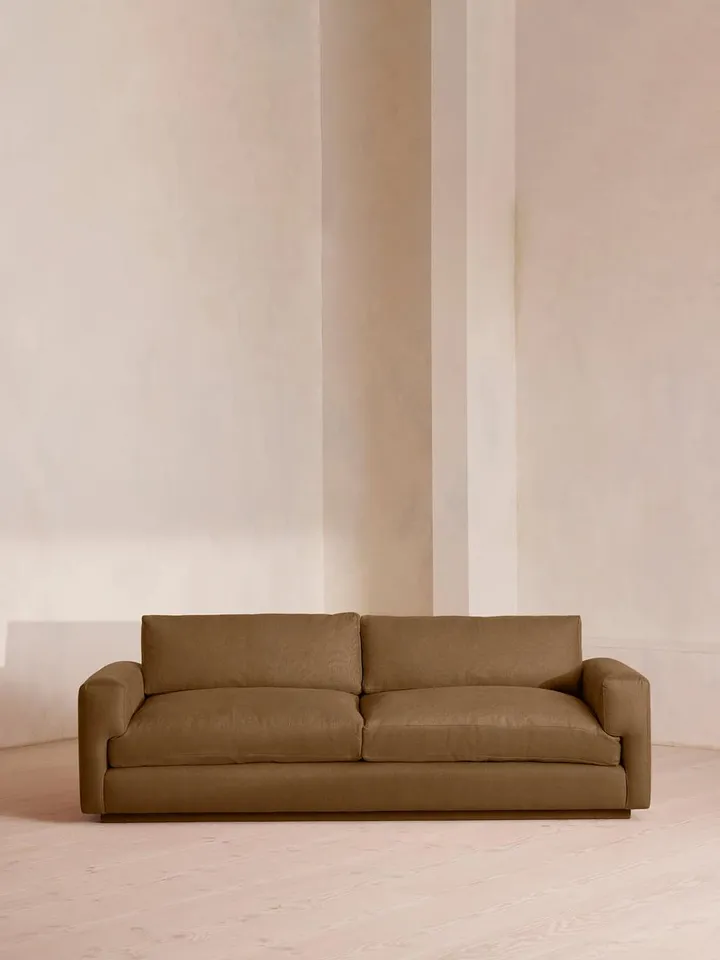Mossley Three Seater Sofa, Linen, Ochre, US