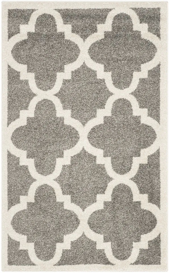 Arlo Home Indoor/Outdoor Woven Area Rug, AMT423R, Dark Grey/Beige,  2' 3" X 9'