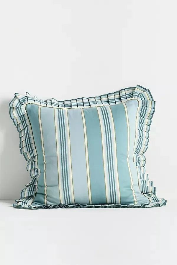 Juliette Cotton Yarn Dyed Ribbon Striped Ruffle Pillow