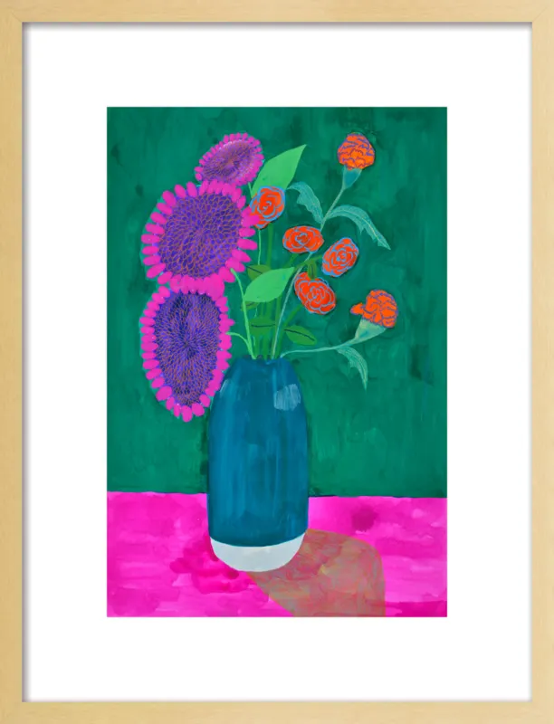 vase with sunflowers and carnations  by Christiane Drapela for Artfully Walls