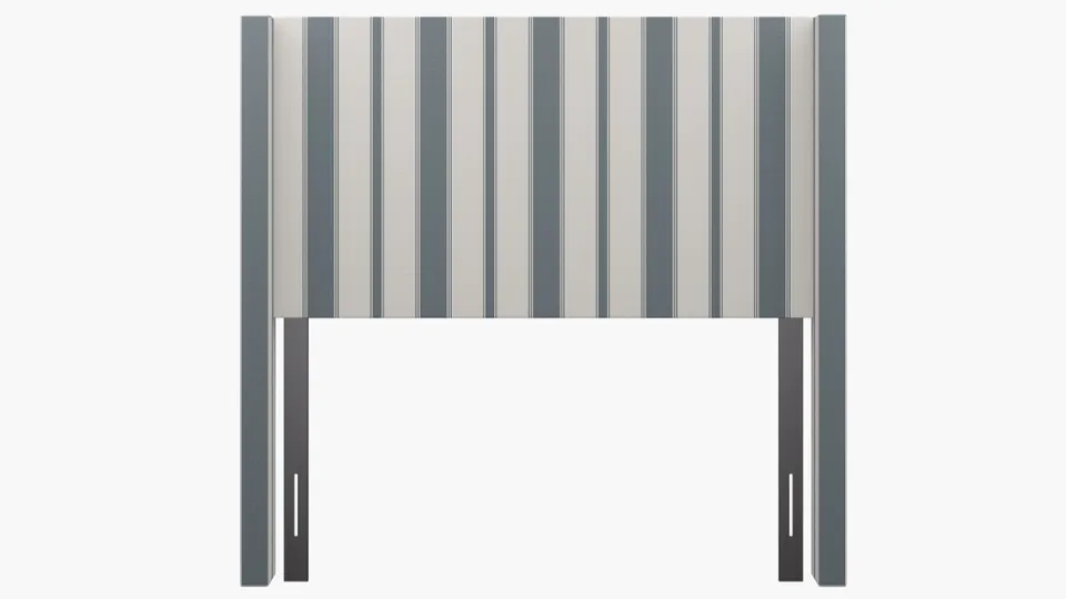 Modern Wingback Headboard, French Blue Clarence Stripe, Full
