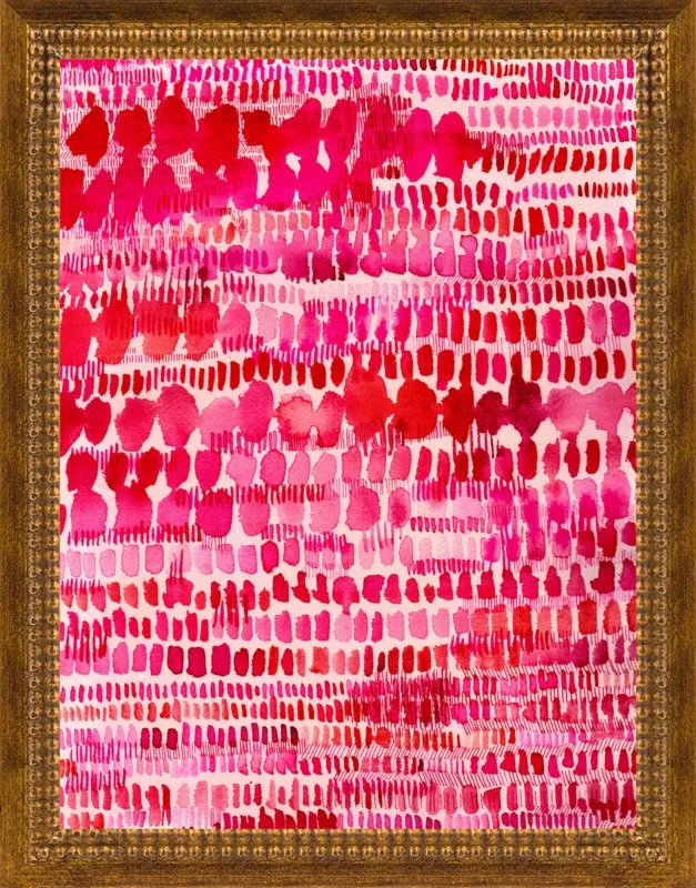 Pink and Red Watercolor Patterns Wall Art  by Paula Mills for Artfully Walls