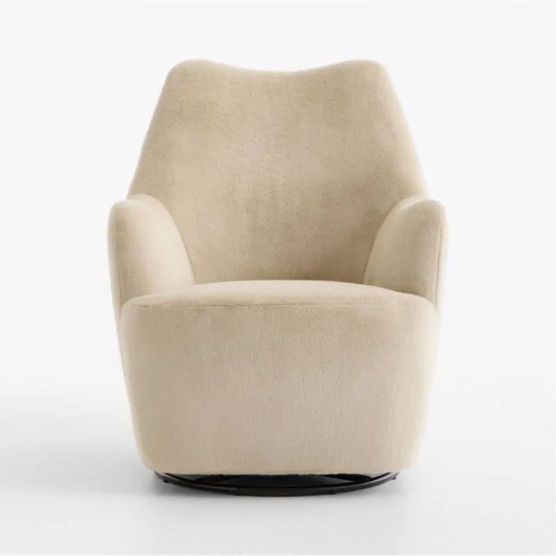 Leo Tan Faux Fur Nursery Swivel Glider Chair
