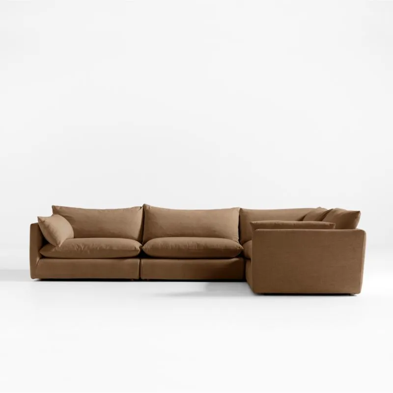 Unwind Modular 4-Piece L-Shaped Slipcovered Sectional Sofa