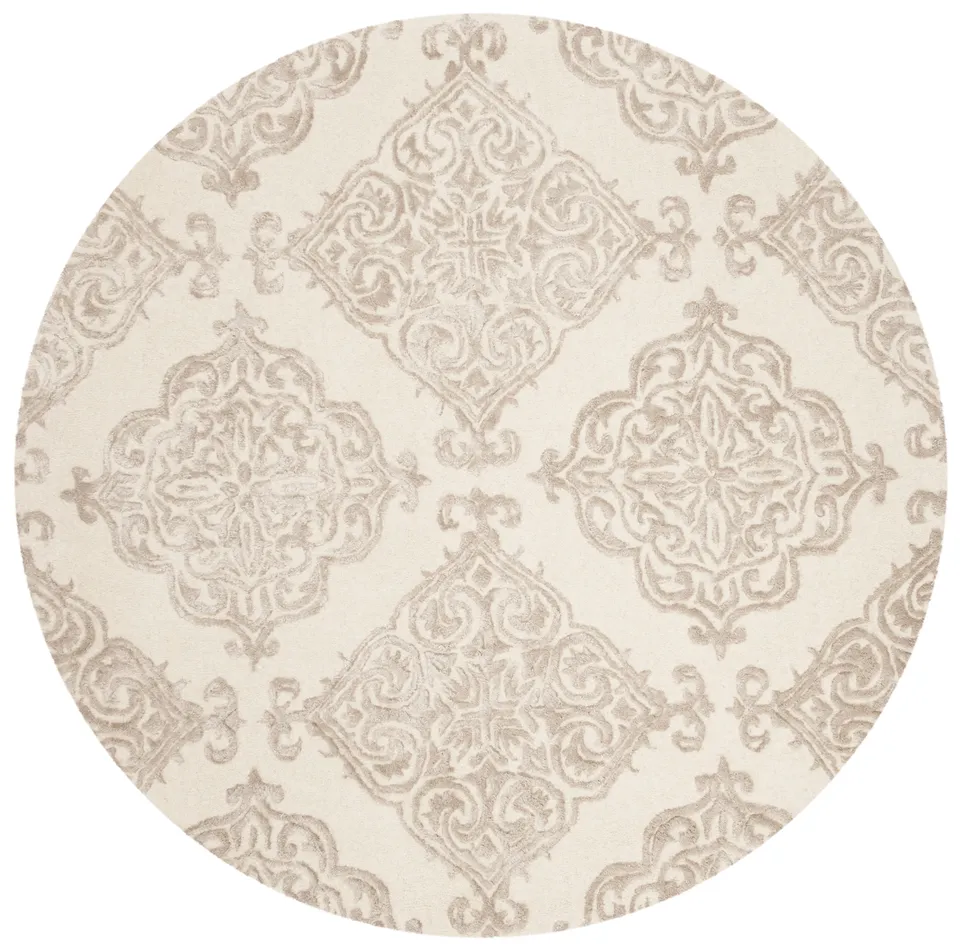 Arlo Home Hand Tufted Area Rug, GLM568B, Ivory/Beige,  6' X 6' Round
