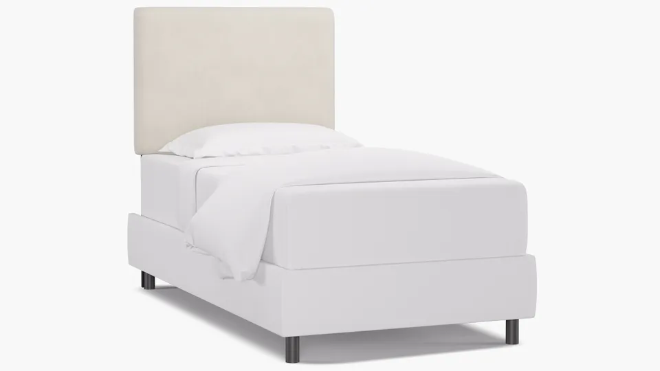Square Back Headboard, White Classic Velvet, Twin