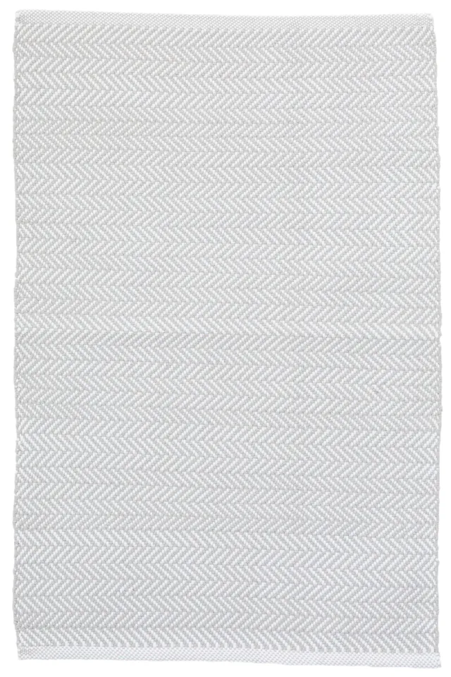 Herringbone Pearl Grey/White Handwoven Indoor/Outdoor Rug