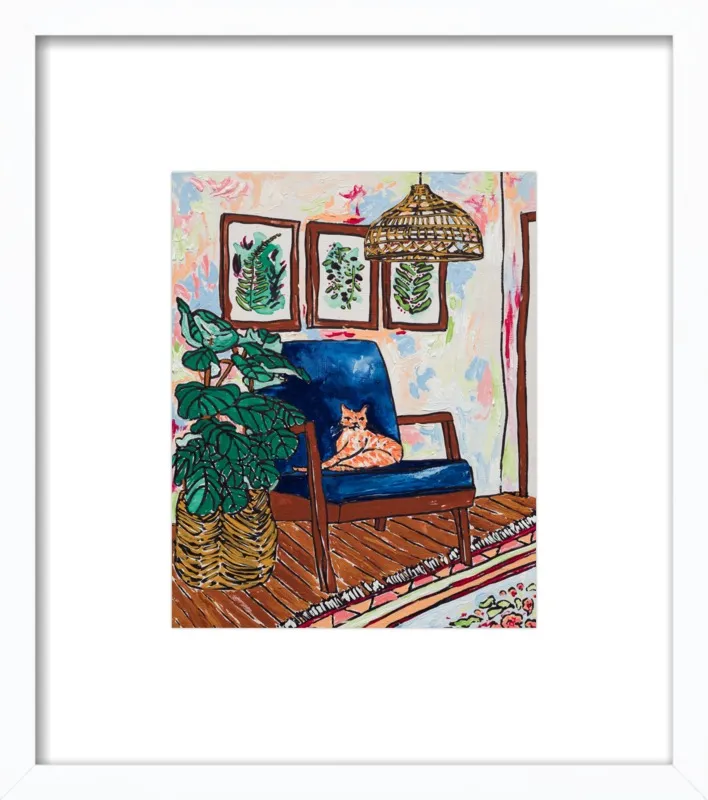 Ginger Cat in Mid Century Chair by Lara Lee Meintjes for Artfully Walls