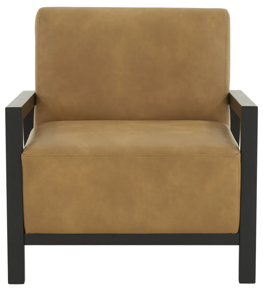 Roselle Vegan Leather Accent Chair - Brown/Black