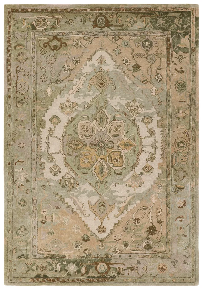Raisa CIT21 Tufted Medallion Green/Tan Runner (3'X10')