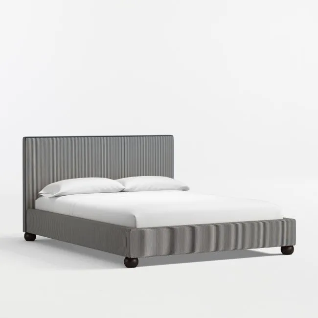 Avery Indigo Stripe Upholstered Kids Queen Bed