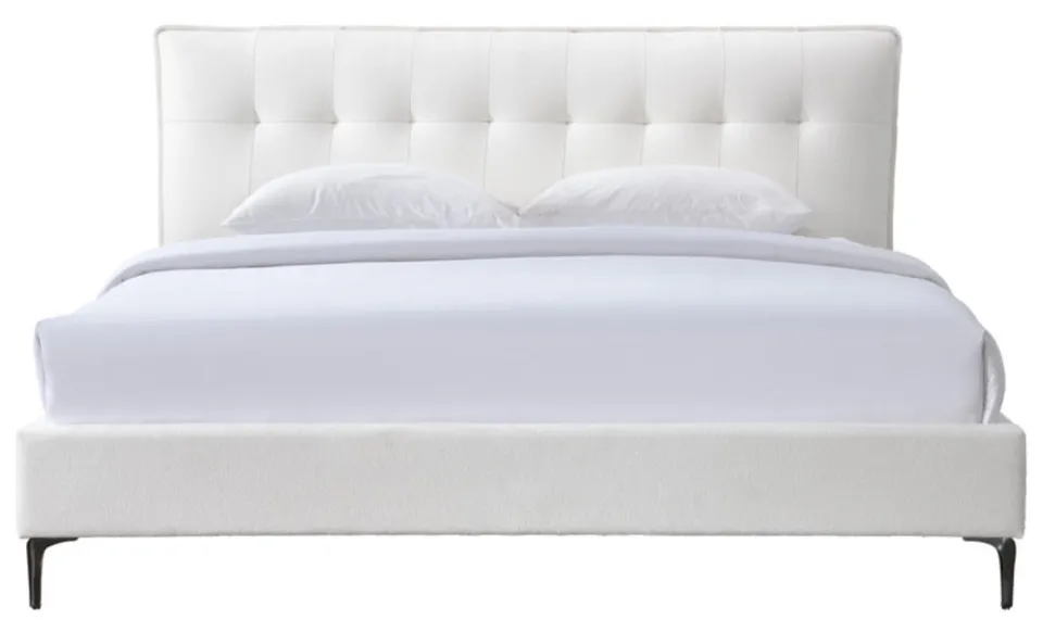 Rexsie Tufted Headboard Bed - Ivory / Black