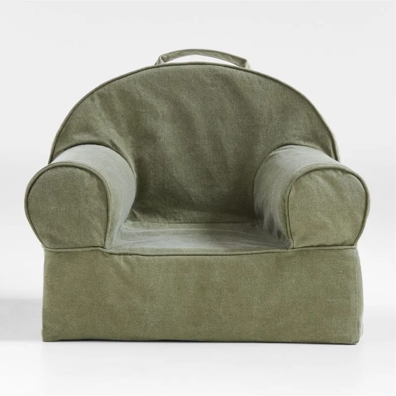 Small Cyprus Green Organic Cotton Kids Lounge Nod Chair Cover