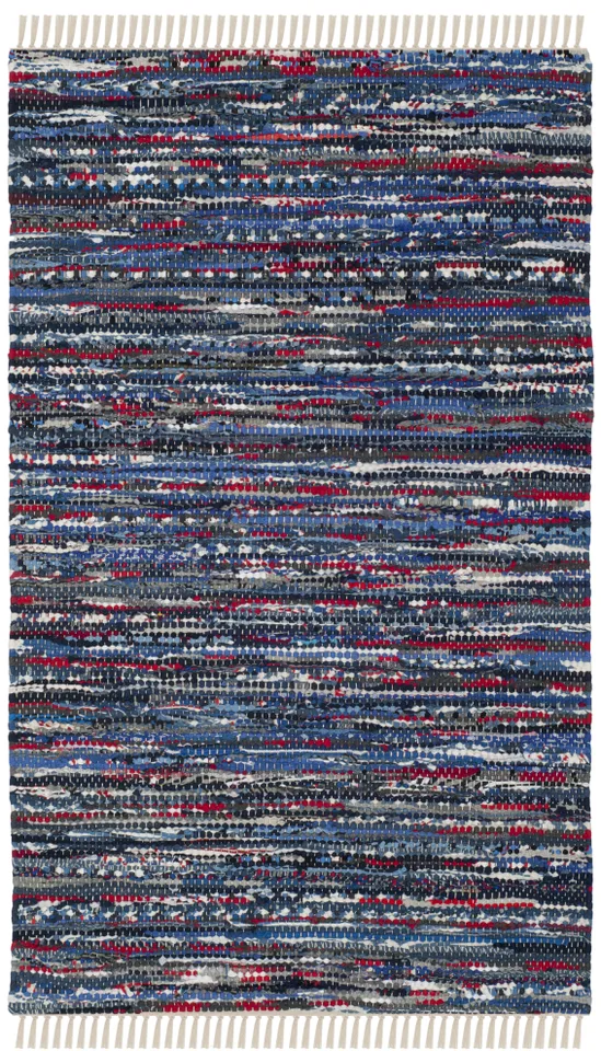Arlo Home Hand Woven Area Rug, RAR128B, Blue/Multi,  4' X 6'