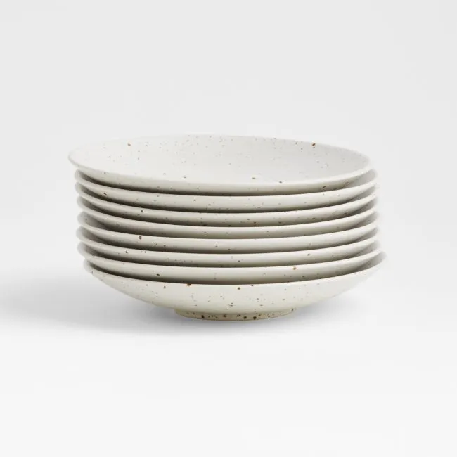 Craft Speckled White Stoneware Coupe Salad Plates, Set of 8
