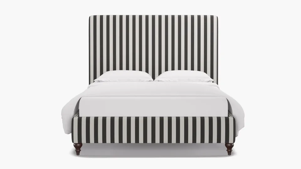 Classic Bed, Ink Cabana Stripe, Espresso Traditional Turned Leg, Full