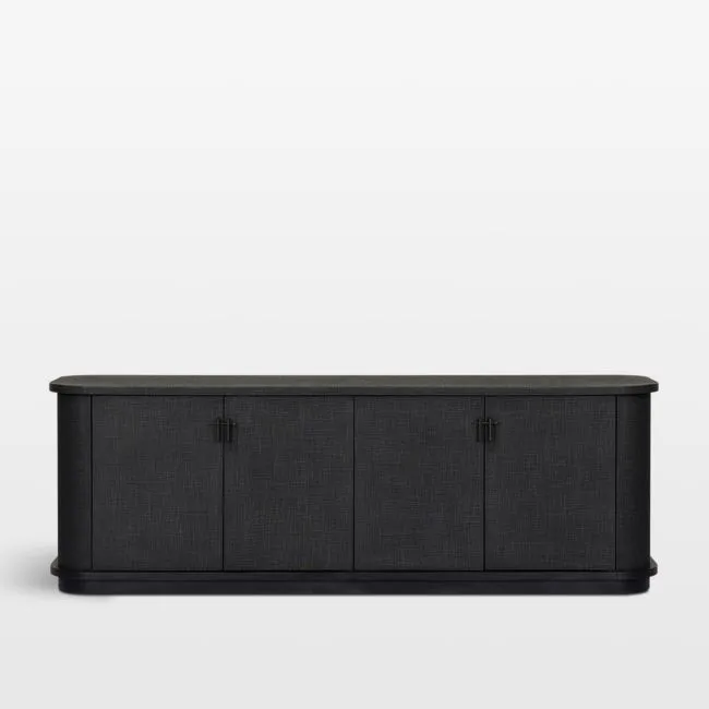 Finnegan 80" Black Linen Wood Media Console