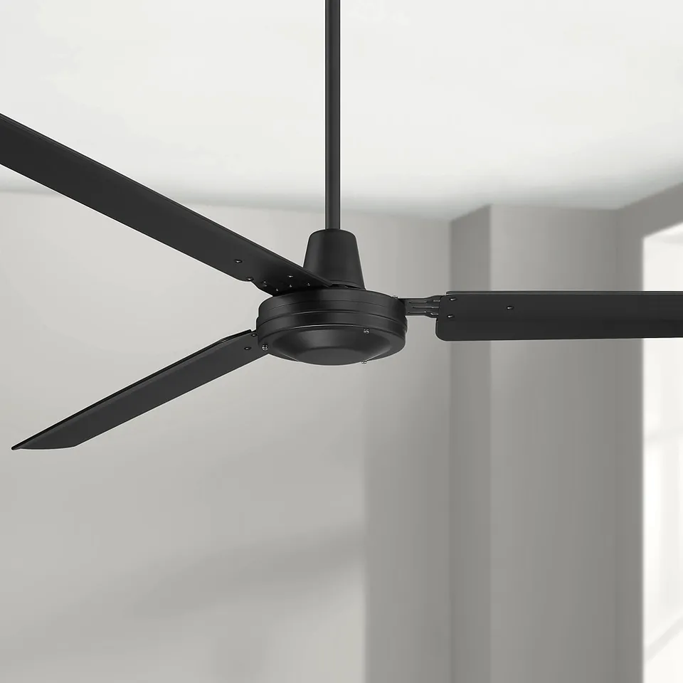 72" Casa Vieja Velocity Matte Black Damp Modern Fan with Wall Control
