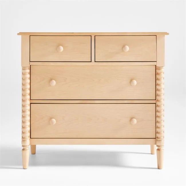 Jenny Lind 37" Maple Wood Narrow 4-Drawer Kids Dresser