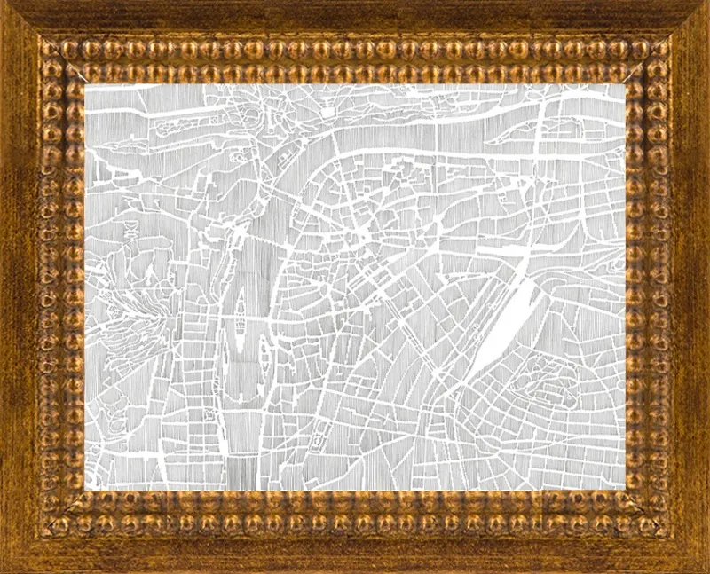 Prague Ink Map by Karen O'Leary for Artfully Walls