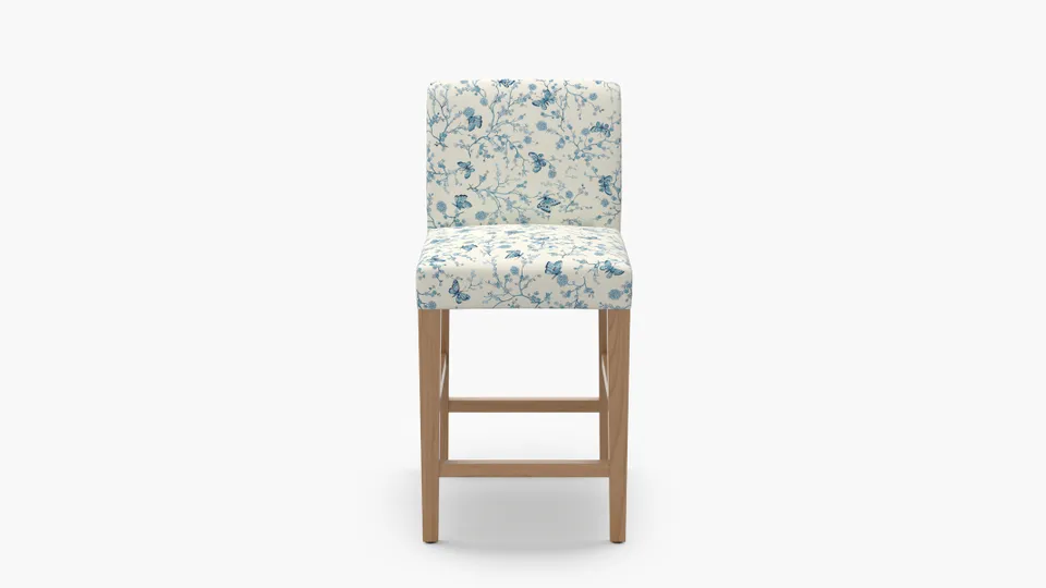 Signature Dining Counter Stool, Delft Mariposa, Natural Square Tapered Leg