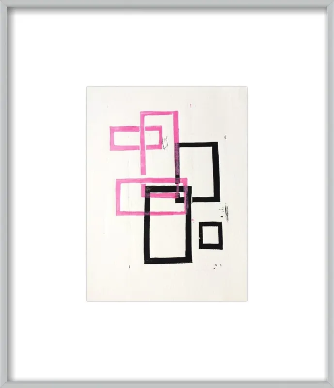 Pink and Black Geometric Squares x2 by Stacy Rajab for Artfully Walls