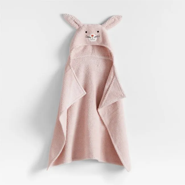 Bunny Mauve Rose 100% Organic Cotton Hooded Baby Towel