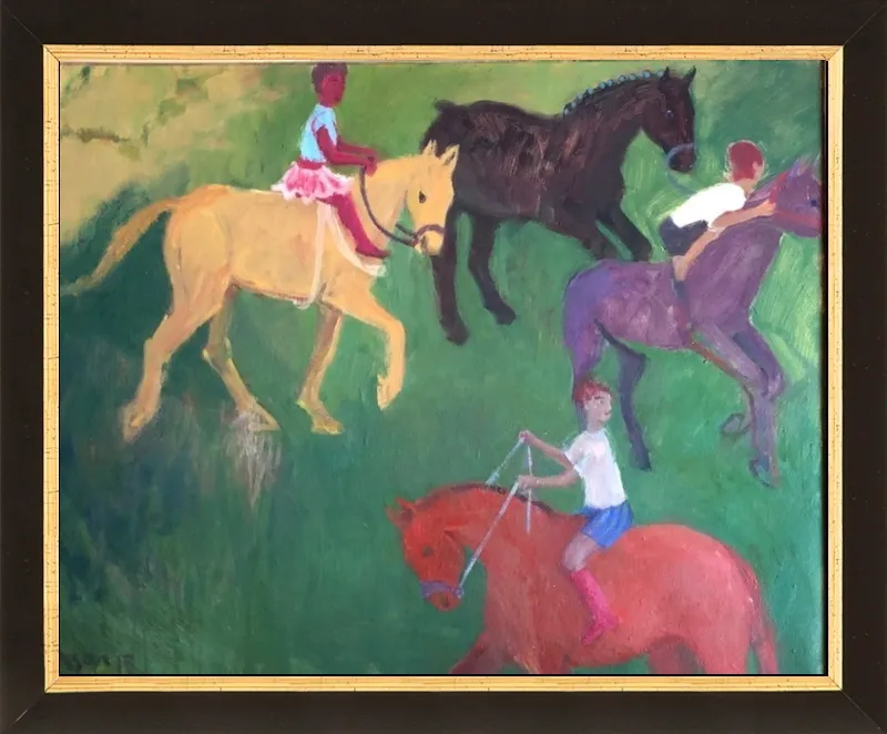 Four Horses, Three Riders by Megan Williamson for Artfully Walls
