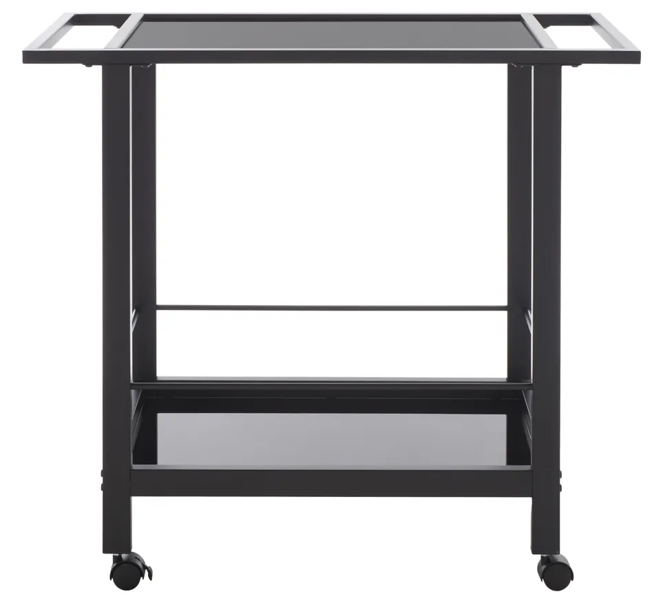 Gaelle 2 Tier Bar Cart With Handle - Matte Black / Black
