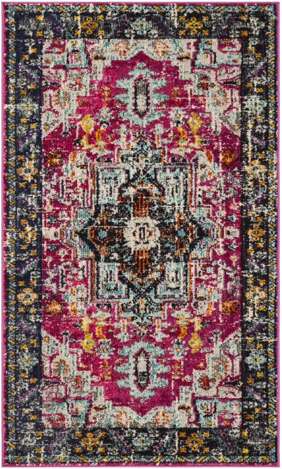 Arlo Home Woven Area Rug, MNC253J, Fuchsia/Grey,  3' X 5'