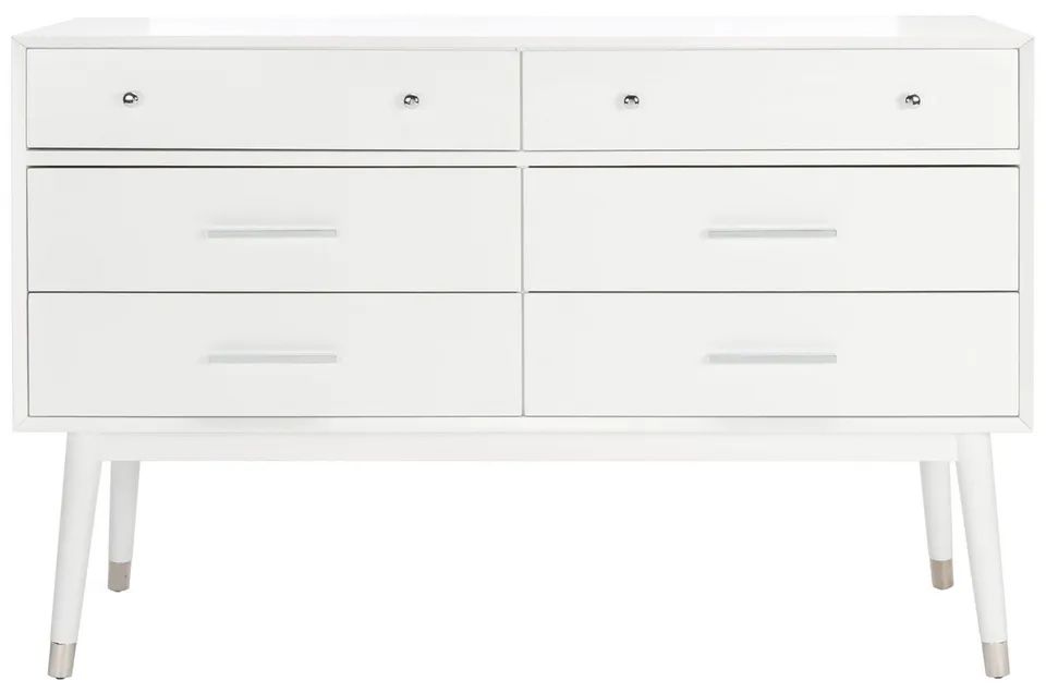 Madden Retro Dresser - White/Silver - Safavieh
