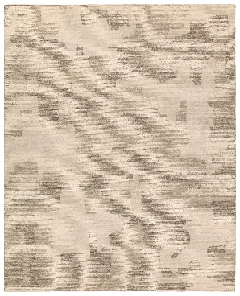 Tenley LAB03 Handmade Abstract Gray and Tan Area Rug (7'9"x9'9")
