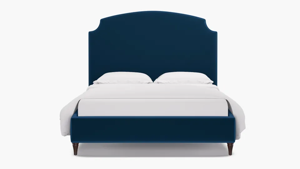 Cove Bed, Royal Performance Velvet, Espresso Decorative Tapered Leg, King